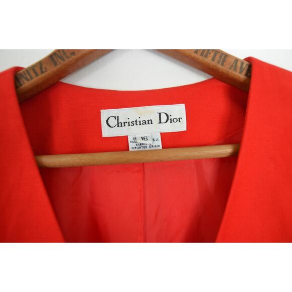 Christian Dior 80s Vintage Structured Red Jacket Size Large - Picture 5 of 9